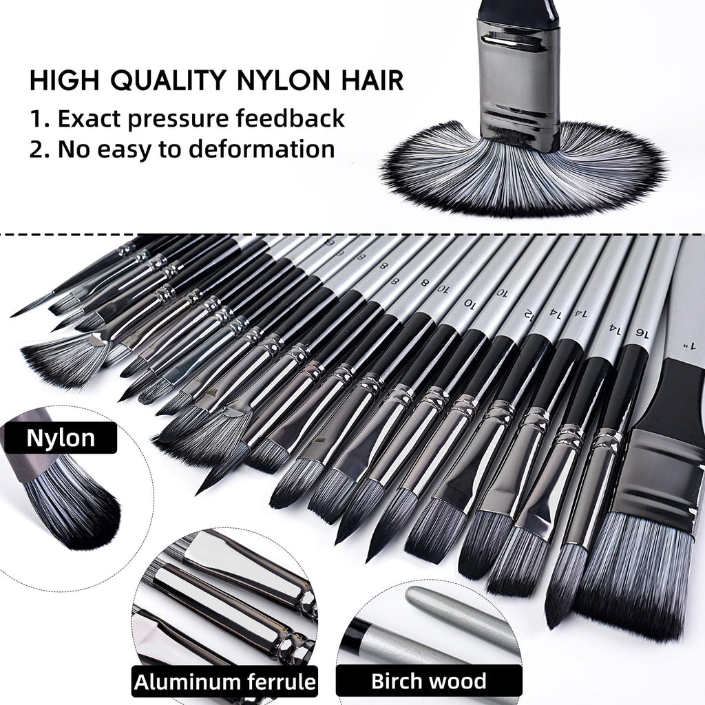 24-Piece Professional Artist Paint Brush Set.