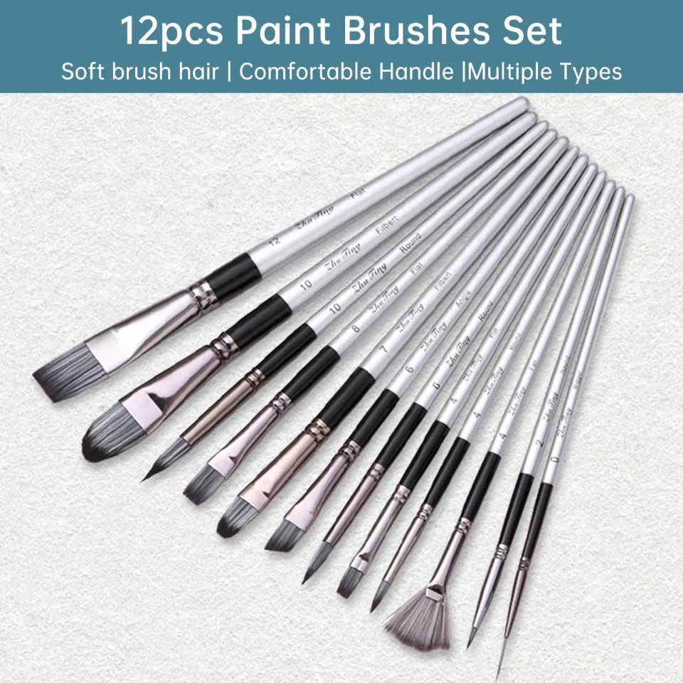 24-Piece Professional Artist Paint Brush Set.
