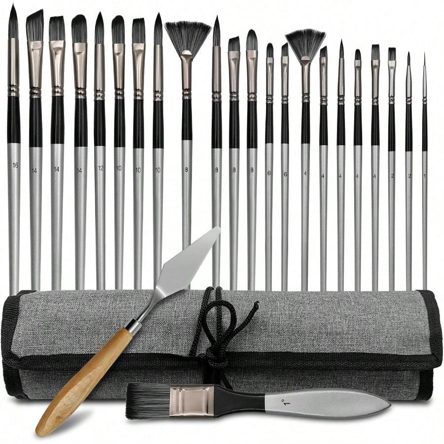 24-Piece Professional Artist Paint Brush Set.